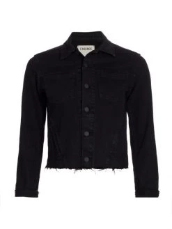 L'AGENCE Janelle Slim-Fit Raw-Hem Denim Jacket