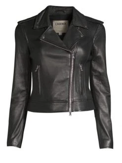 L'AGENCE The Biker Cutwork Leather Moto Jacket Diva Pink