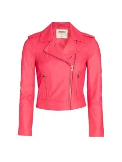 L'AGENCE The Biker Cutwork Leather Moto Jacket Diva Pink -Outlet L'AGENCE Store unnamed file 1169