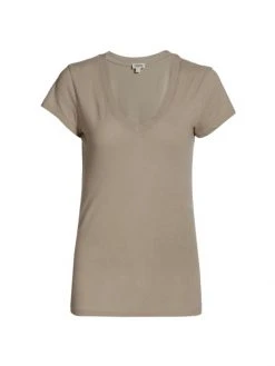 L'AGENCE Becca V-Neck Cotton Tee Chartreuse