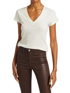 L'AGENCE Becca V-Neck Cotton Tee Chartreuse 2 L'AGENCE Becca V-Neck Cotton Tee Chartreuse -Outlet L'AGENCE Store unnamed file 125