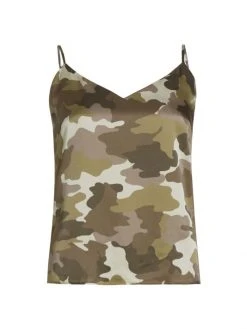 L'AGENCE Jane Camouflage Silk Camisole Top