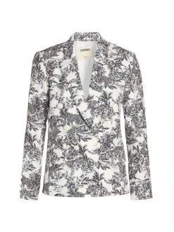 L'AGENCE Kenzie Floral Double-Breasted Blazer