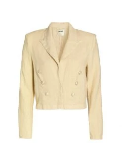 L'AGENCE Dolly Crop Linen Blazer Sand 4 L'AGENCE Dolly Crop Linen Blazer Sand -Outlet L'AGENCE Store unnamed file 147
