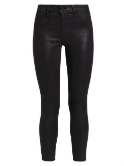 L'AGENCE Margot High-Rise Glitter-Coated Stretch Skinny Jeans