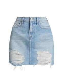 L'AGENCE Jolene Distressed Denim Miniskirt