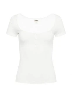 L'AGENCE Aviva U-Neck Henley White