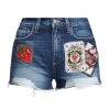 L'AGENCE Audrey Playing Card Patch Denim Shorts