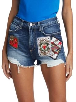 L'AGENCE Audrey Playing Card Patch Denim Shorts -Outlet L'AGENCE Store unnamed file 1651