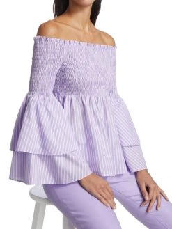 L'AGENCE Denver Smocked Stripe Top 5 L'AGENCE Denver Smocked Stripe Top -Outlet L'AGENCE Store unnamed file 1735