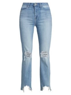 L'AGENCE Distressed High-Rise Ankle-Crop Skinny Jeans