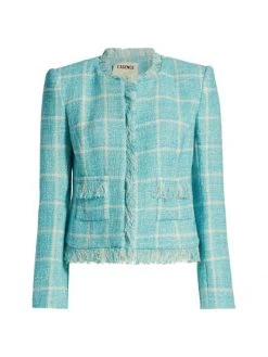 L'AGENCE Angelina Fringed Tweed Blazer