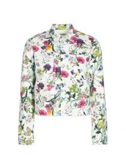L'AGENCE Janice Cropped Floral Denim Jacket