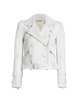 L'AGENCE Billie Belted Leather Biker Jacket