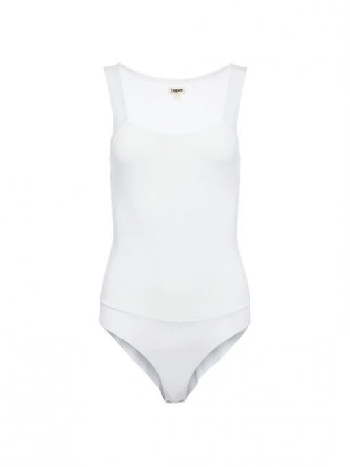 L'AGENCE Molly Squareneck Bodysuit White -Outlet L'AGENCE Store unnamed file 1912