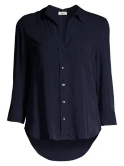 L'AGENCE Ryan Three-Quarter Sleeve Blouse Midnight -Outlet L'AGENCE Store unnamed file 1934