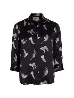 L'AGENCE Dani Printed Silk Satin Blouse