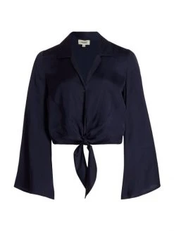 L'AGENCE Roxane Front-Tie Shirt Midnight