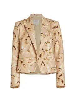 L'AGENCE Brooke Leaf-Print Cropped Blazer