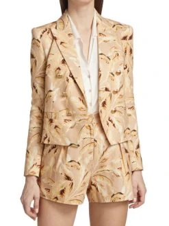 L'AGENCE Brooke Leaf-Print Cropped Blazer -Outlet L'AGENCE Store unnamed file 467