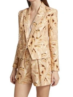 L'AGENCE Brooke Leaf-Print Cropped Blazer -Outlet L'AGENCE Store unnamed file 468