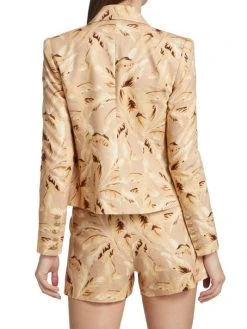 L'AGENCE Brooke Leaf-Print Cropped Blazer -Outlet L'AGENCE Store unnamed file 469