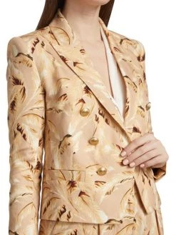 L'AGENCE Brooke Leaf-Print Cropped Blazer -Outlet L'AGENCE Store unnamed file 470