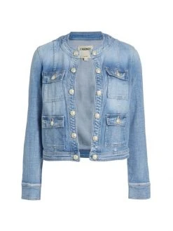 L'AGENCE Yari Collarless Denim Jacket
