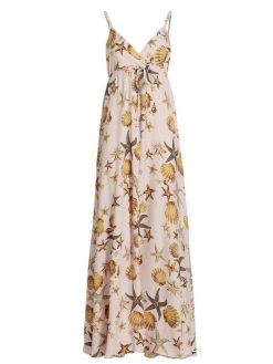 L'AGENCE Sachi Shell-Print Maxi Dress