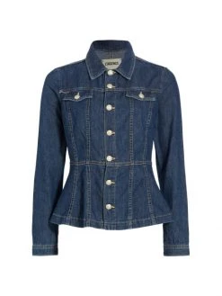 L'AGENCE Jaya Denim Peplum Shirt Jacket
