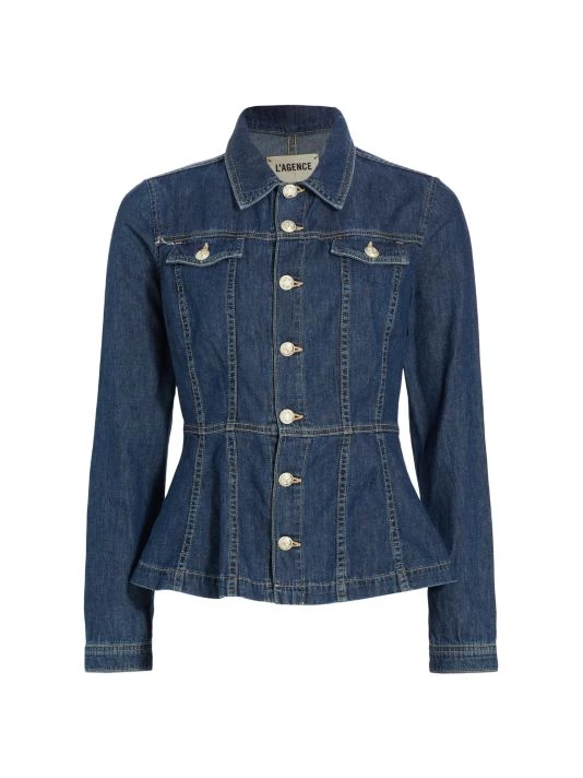 L'AGENCE Jaya Denim Peplum Shirt Jacket 1 L'AGENCE Jaya Denim Peplum Shirt Jacket