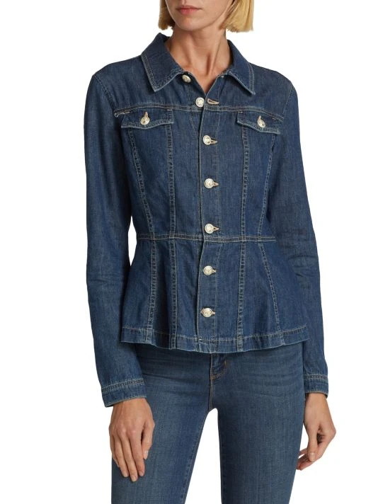 L'AGENCE Jaya Denim Peplum Shirt Jacket 3 L'AGENCE Jaya Denim Peplum Shirt Jacket - Image 3