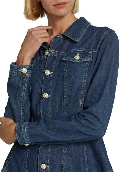 L'AGENCE Jaya Denim Peplum Shirt Jacket 6 L'AGENCE Jaya Denim Peplum Shirt Jacket - Image 6