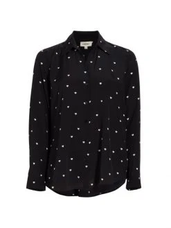 L'AGENCE Nina Silk Heart-Print Shirt