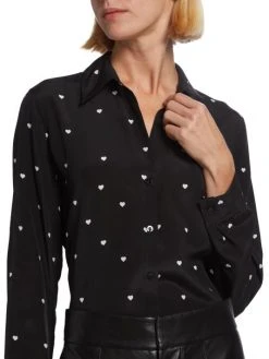 L'AGENCE Nina Silk Heart-Print Shirt -Outlet L'AGENCE Store unnamed file 596