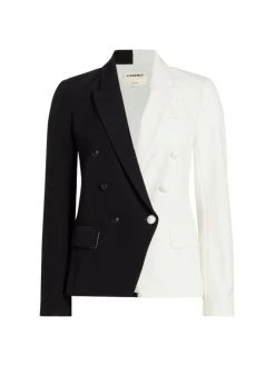 L'AGENCE Kenzie Colorblocked Blazer Black Ivory