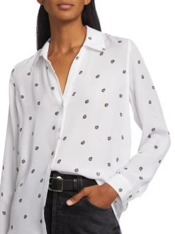 L'AGENCE Nina Rose-Print Silk Shirt -Outlet L'AGENCE Store unnamed file 634