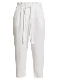 L'AGENCE Heather Cropped Linen Paperbag Pants