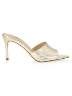 L'AGENCE Lolita II Snake-Embossed Metallic Leather Mules