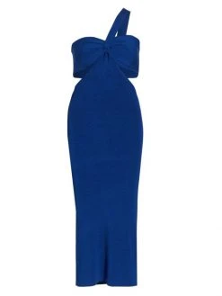 L'AGENCE Raya One-Shoulder Knit Midi-Dress