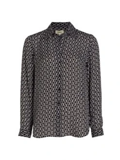 L'AGENCE Nina Chain-Print Silk Button-Front Blouse